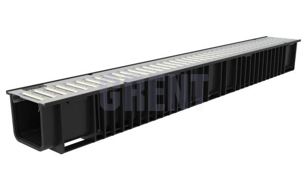 Лоток пластиковый GRENT PlasT EcoZ DN100 H100 с решеткой стальной оцинкованной